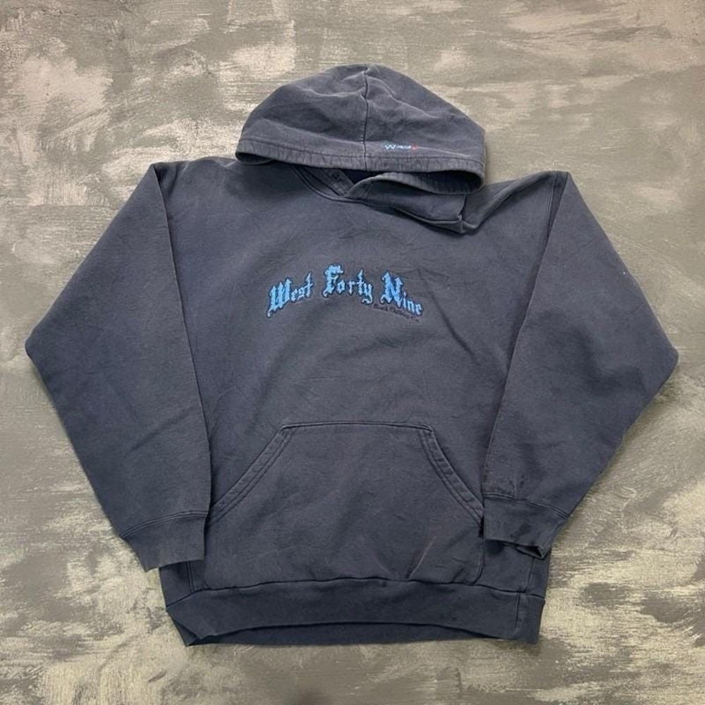 Vintage West Forty Nine Hoodie Mens Small Blue 2000s Y2K Oversized